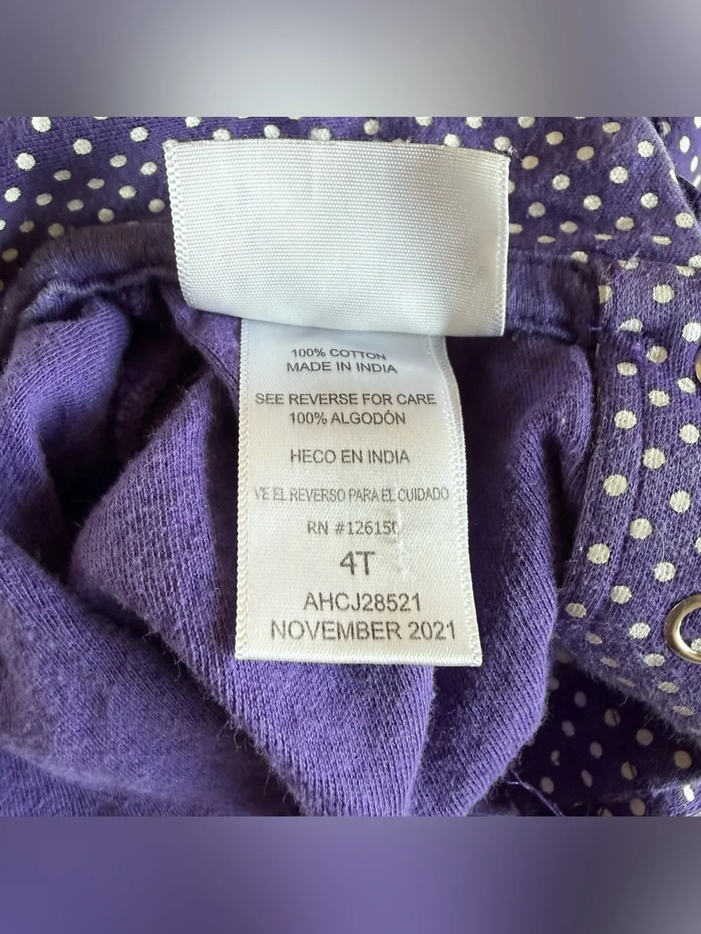 Two feet ahead girls LSU Polka Dot Purple Baby Dress with Peter Pan Collar 4T